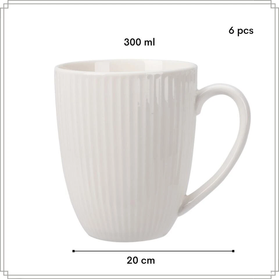 OTIX Koffiekopjes Set Van 6 Met Oor Koffietassen 300ml Wit Porselein LUNA 7 OTIX Koffiekopjes Set Van 6 Met Oor Koffietassen 300ml Wit Porselein LUNA - Afbeelding 5