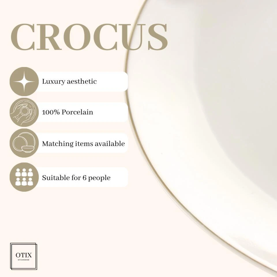 OTIX Serviesset Bordenset 6 Persoons 18-delig Wit Met Gouden Rand Porselein C... 10 OTIX Serviesset Bordenset 6 Persoons 18-delig Wit Met Gouden Rand Porselein C... - Afbeelding 8