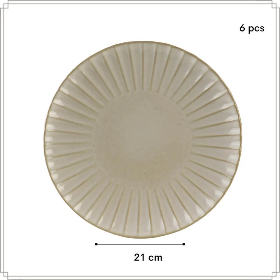 OTIX Ontbijtbordenset 6 Persoons Desertbord 21cm Wit Keramiek SOLIS 6 OTIX Ontbijtbordenset 6 Persoons Desertbord 21cm Wit Keramiek SOLIS - Afbeelding 4