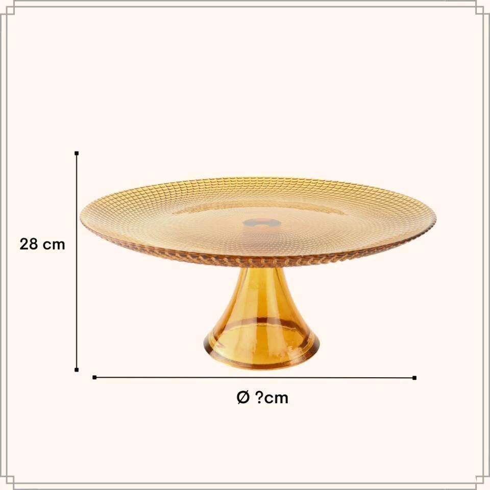 OTIX Taartplateau Met Voet 28cm Amber Kleur Glas 8 OTIX Taartplateau Met Voet 28cm Amber Kleur Glas - Afbeelding 6