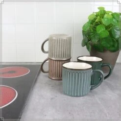 OTIX Koffiekopjes Met Oor Koffietassen Set Van 8 Aardewerk 250 Ml MOSS -Bestekwinkel 6363bf0339844db6bc40df26b6e7570d