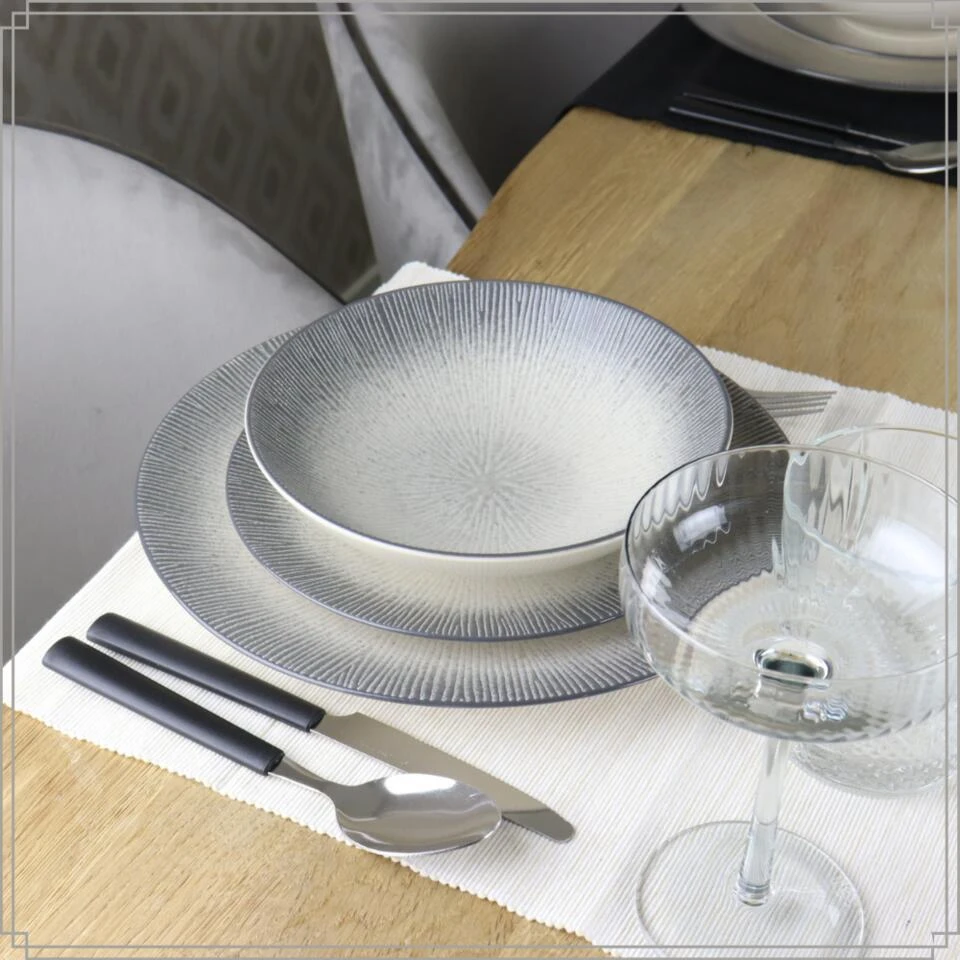 OTIX Diner Bordenset 12 Persoons Zwart Taupe 27cm Keramiek TULIP 7 OTIX Diner Bordenset 12 Persoons Zwart Taupe 27cm Keramiek TULIP - Afbeelding 5