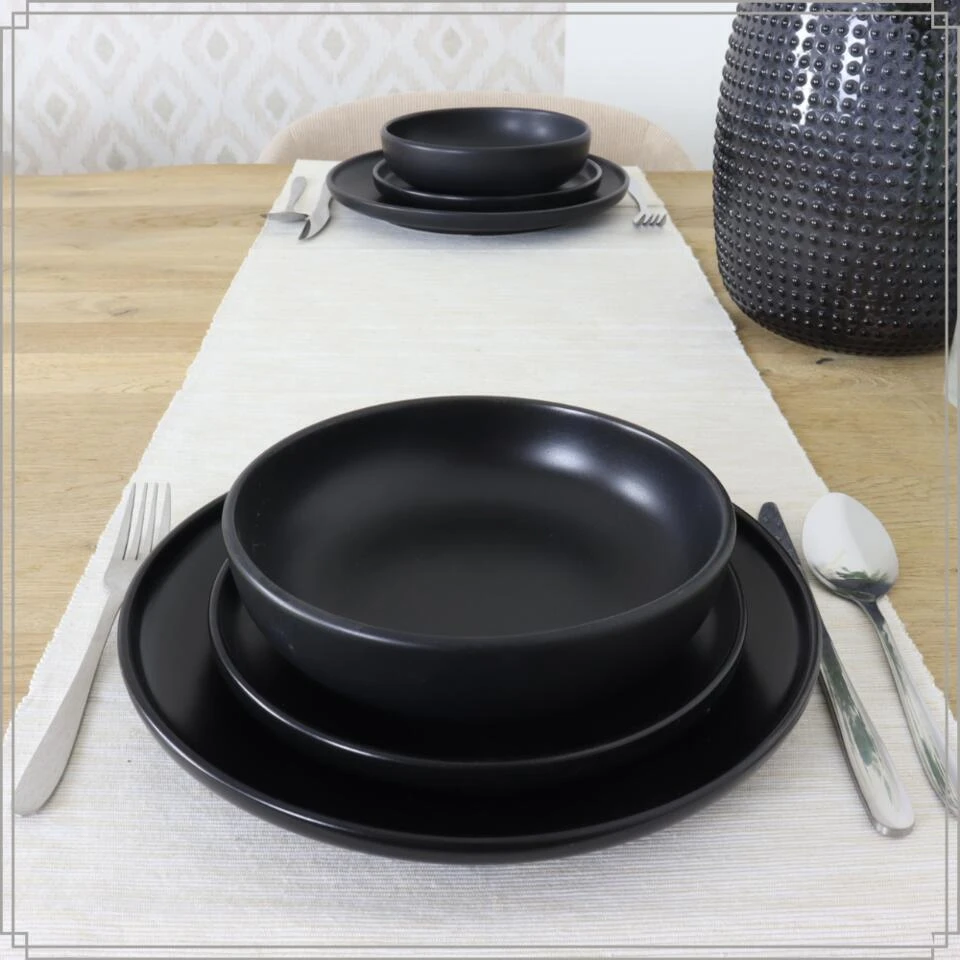 OTIX Diner Bordenset 6 Persoons Zwart 27cm Keramiek WILLOW 5 OTIX Diner Bordenset 6 Persoons Zwart 27cm Keramiek WILLOW - Afbeelding 3