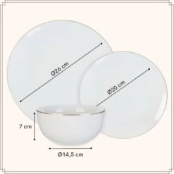 OTIX Serviesset Bordenset 6 Persoons 18-delig Wit Met Gouden Rand Porselein C... 16 OTIX Serviesset Bordenset 6 Persoons 18-delig Wit Met Gouden Rand Porselein C... -Bestekwinkel 70cfd3f7f2494f42b76e430517a9b3f3