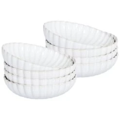 NETTLE - Diepe Borden Set Van 8 - Wit - Steengoed -Bestekwinkel 712d90f2c22942738bd745defb3b80a5