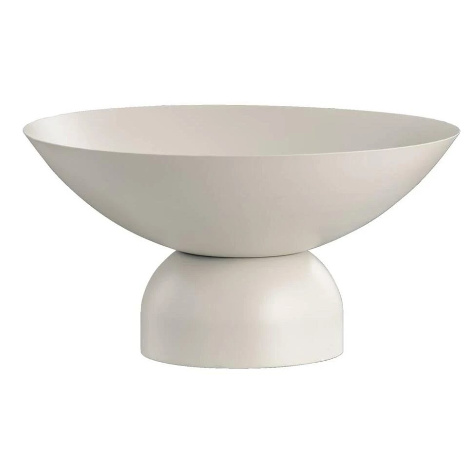 Decoratieschaal Op Voet - Beige - Metaal - 16xØ32 Cm 3 Decoratieschaal Op Voet - Beige - Metaal - 16xØ32 Cm