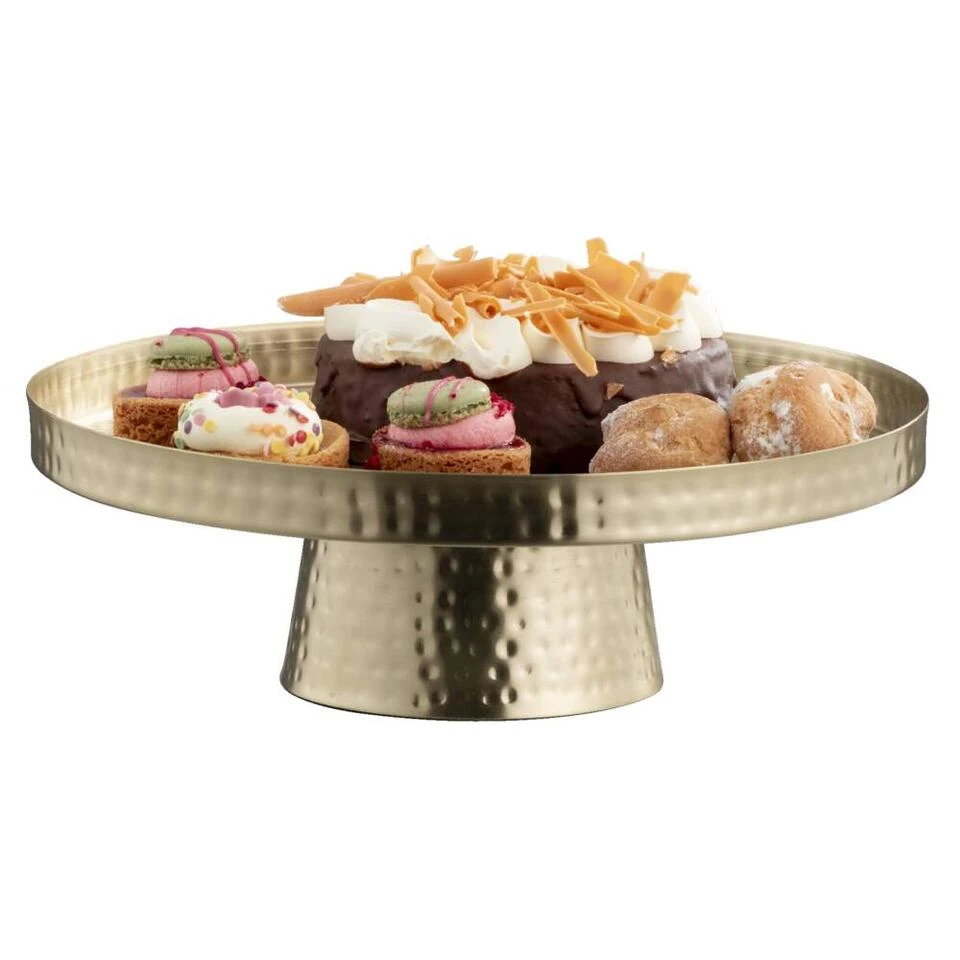 Plateau Op Voet - Goudkleurig Metaal - 14xØ31 Cm 4 Plateau Op Voet - Goudkleurig Metaal - 14xØ31 Cm - Afbeelding 2