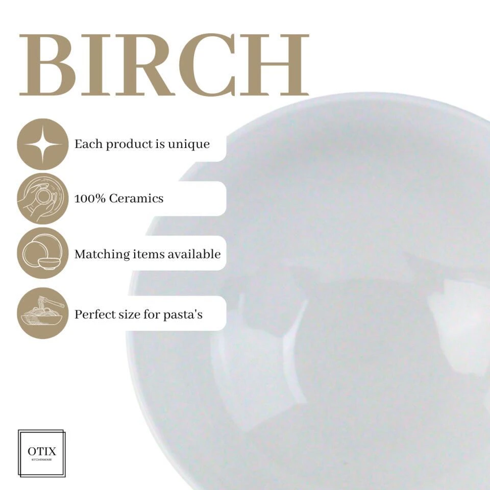 OTIX Pastaborden Bordenset 12 Persoons 20 Cm Porselein BIRCH 10 OTIX Pastaborden Bordenset 12 Persoons 20 Cm Porselein BIRCH - Afbeelding 8