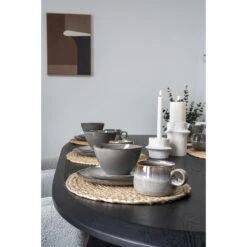 Hioshop Selma Dinerdbord Keramiek Set Van 4 Grijs- Bruin -Bestekwinkel 7528d3d8b54345e99b69e7478b4faee0