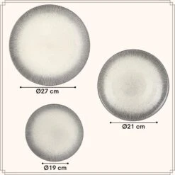 OTIX Serviesset Bordenset 6 Persoons 18-delig Zwart Taupe Keramiek TULIP -Bestekwinkel 7bf182355a194716a24826807225d8e1