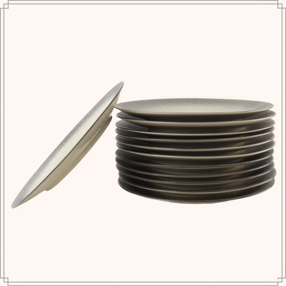 OTIX Diner Bordenset 12 Persoons Zwart Taupe 27cm Keramiek TULIP 4 OTIX Diner Bordenset 12 Persoons Zwart Taupe 27cm Keramiek TULIP - Afbeelding 2