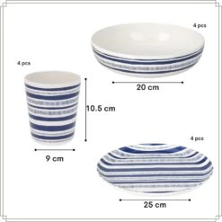 OTIX Serviessets 12 Delig STRIPES - BLUE 14 OTIX Serviessets 12 Delig STRIPES - BLUE -Bestekwinkel 7e13eb3e85814bd4a37520339509589b