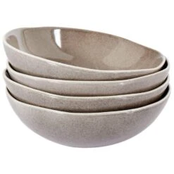 COSTMARY - Diepe Borden Set Van 4 - Grijs - Steengoed -Bestekwinkel 823c514ece7c444b9ba6e1b621f08481