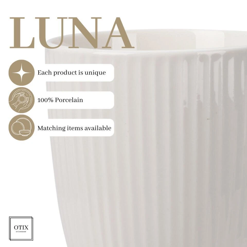OTIX Koffiekopjes Set Van 6 Met Oor Koffietassen 300ml Wit Porselein LUNA 10 OTIX Koffiekopjes Set Van 6 Met Oor Koffietassen 300ml Wit Porselein LUNA - Afbeelding 8