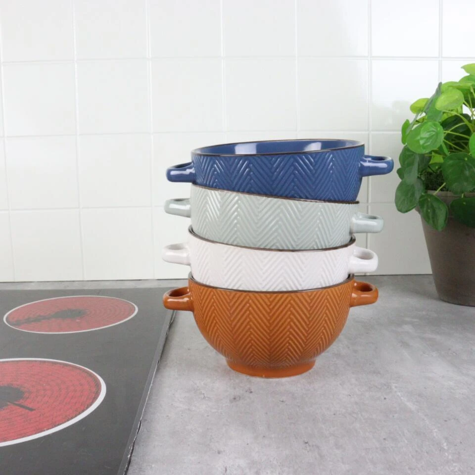 OTIX Soepkommen Met Oor Set Van 4 Verschillende Kleuren Soeptassen Aardewerk 4 OTIX Soepkommen Met Oor Set Van 4 Verschillende Kleuren Soeptassen Aardewerk - Afbeelding 2