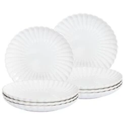 NETTLE - Dinerborden Set Van 8 - Wit - Steengoed -Bestekwinkel 8a0ed51838f64cb9a84dd4839192594f