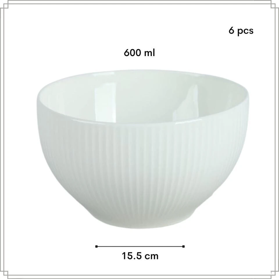 OTIX Soepkommen Zonder Oor Set Van 6 Schaaltjes 600ml Wit Porselein LUNA 7 OTIX Soepkommen Zonder Oor Set Van 6 Schaaltjes 600ml Wit Porselein LUNA - Afbeelding 5