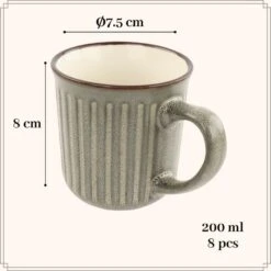 OTIX Koffiekopjes Met Oor Set Van 8 Koffietassen Aardewerk 200 Ml MOSS -Bestekwinkel 9110e1545f56418f901d5eff80e6d4e4