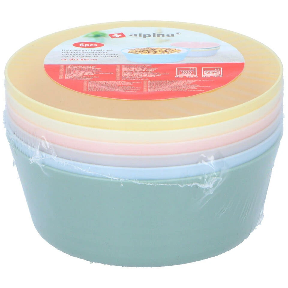 Alpina Kommetjes /schaaltjes - 6x - Gekleurd - Kunststof - 11 Cm 5 Alpina Kommetjes /schaaltjes - 6x - Gekleurd - Kunststof - 11 Cm - Afbeelding 3