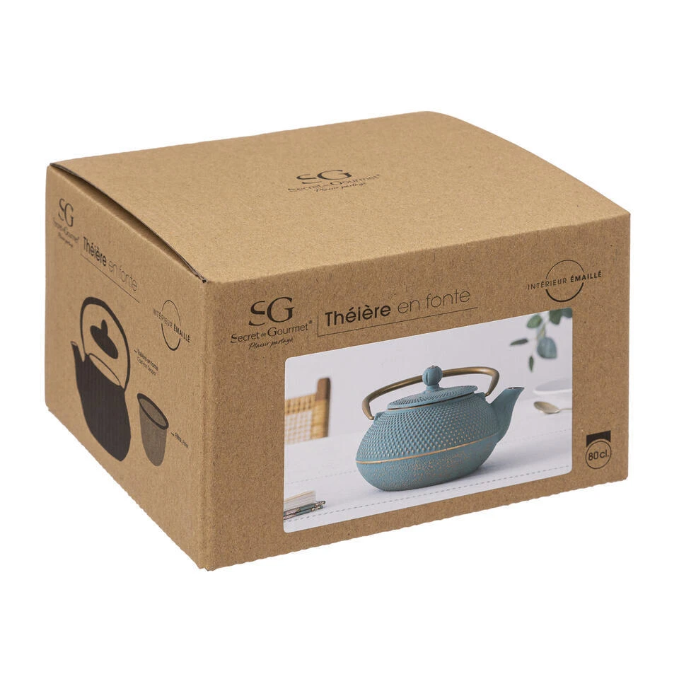 Merkloos Secret De Gourmet Theepot - Gietijzer - 800 Ml - Groen 6 Merkloos Secret De Gourmet Theepot - Gietijzer - 800 Ml - Groen - Afbeelding 4