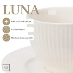 OTIX Koffiekopjes Met Oor En Schotel Set Van 6 200ml Wit Porselein LUNA -Bestekwinkel 9425ef3a2bd641358a348d7cba4d9a3d