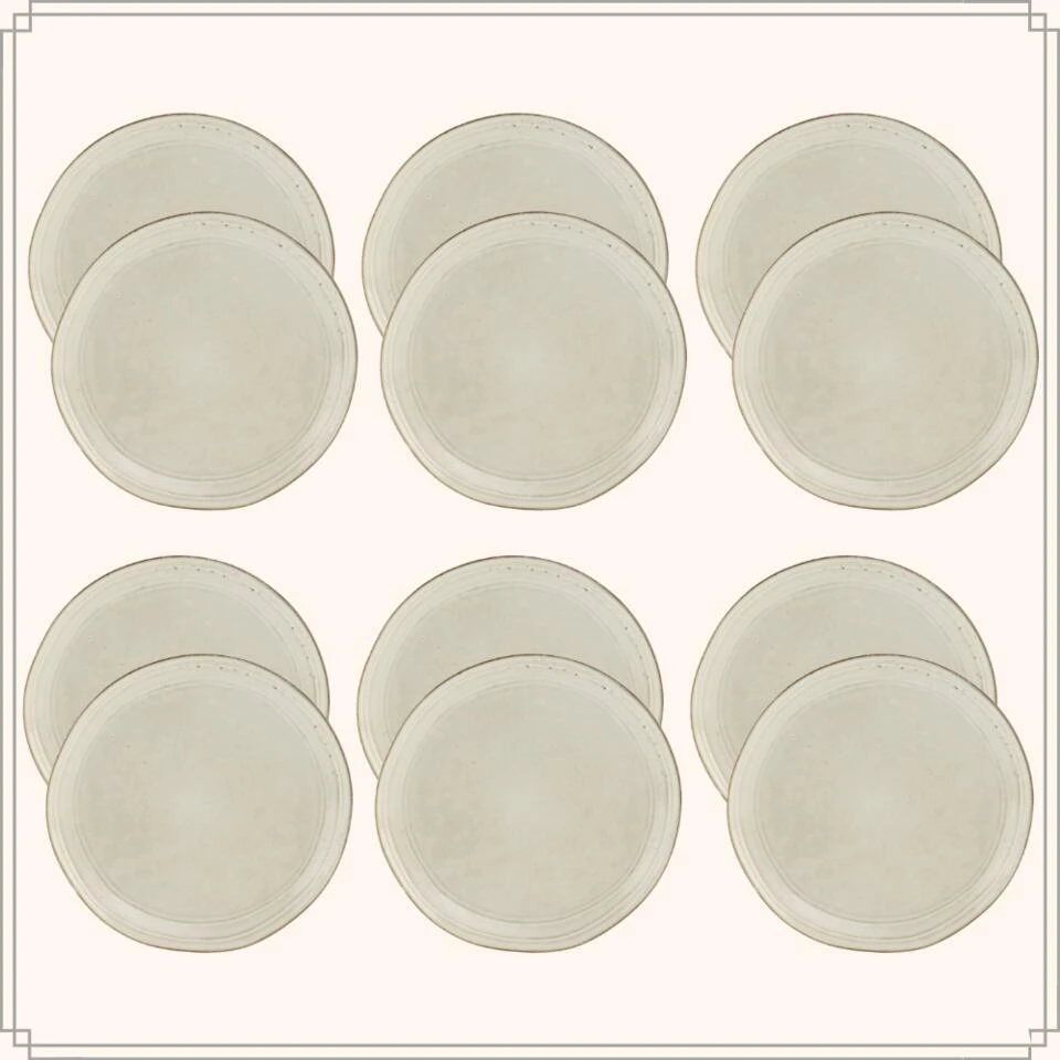 OTIX Dessert Ontbijt Bordenset 12 Persoons Beige 21cm Keramiek LILY 4 OTIX Dessert Ontbijt Bordenset 12 Persoons Beige 21cm Keramiek LILY - Afbeelding 2
