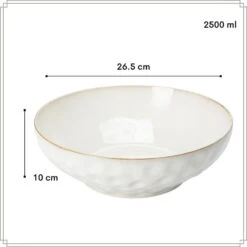 OTIX Saladeschaal Slakom Serveerschaal 2500ML Beige Keramiek -Bestekwinkel 99b1a8619eca4434bb2193cbf2aaef8e