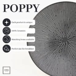 OTIX Dessert Ontbijt Bordenset 12 Persoons Zwart 21cm Keramiek POPPY -Bestekwinkel 9cb4bed3977545e384c2a4ae4aa16e09