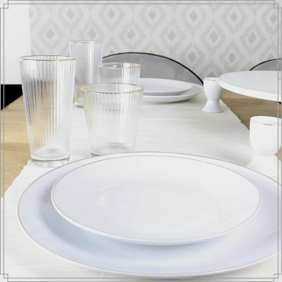 OTIX Serviesset Bordenset 6 Persoons 18-delig Wit Met Gouden Rand Porselein C... 6 OTIX Serviesset Bordenset 6 Persoons 18-delig Wit Met Gouden Rand Porselein C... - Afbeelding 4