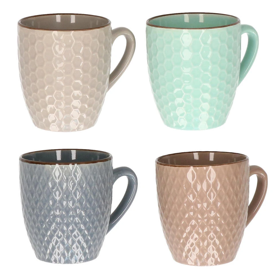 Excellent Houseware Koffiekopjes - 4x - Multi-kleur -200 Ml 4 Excellent Houseware Koffiekopjes - 4x - Multi-kleur -200 Ml - Afbeelding 2