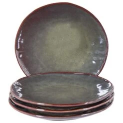 THYME - Dinerborden Set Van 4 - Donkergroen - Steengoed -Bestekwinkel aa14072dfb034ce7b088166098248f8a