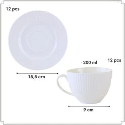 OTIX Koffiekopjes Met Oor En Schotel Set Van 12 200ml Wit Porselein... 14 OTIX Koffiekopjes Met Oor En Schotel Set Van 12 200ml Wit Porselein... -Bestekwinkel b495a7f6f4c148a9b12da88ad4830a28