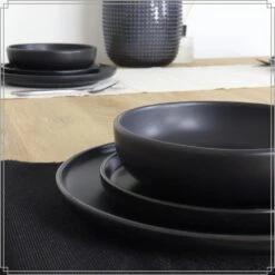 OTIX Dinerborden Bordenset 12 Persoons Zwart 27cm Keramiek WILLOW -Bestekwinkel c2dd9c2e8e48420fb6c864c6fc7a1cd1
