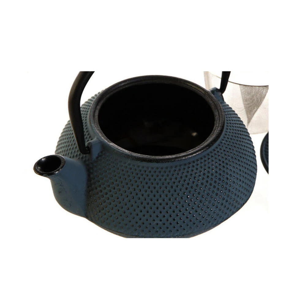 Merkloos Items Kitchen Theepot - Gietijzer/rvs - 600 Ml - Indigo Blauw 4 Merkloos Items Kitchen Theepot - Gietijzer/rvs - 600 Ml - Indigo Blauw - Afbeelding 2