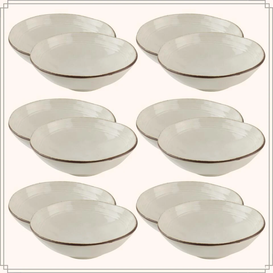 OTIX Soepkommen 12 Persoons Beige Soeptassen 15cm Keramiek LILY 4 OTIX Soepkommen 12 Persoons Beige Soeptassen 15cm Keramiek LILY - Afbeelding 2