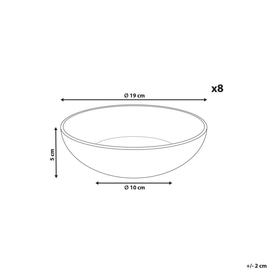 COSTMARY - Diepe Borden Set Van 8 - Grijs - Steengoed 6 COSTMARY - Diepe Borden Set Van 8 - Grijs - Steengoed - Afbeelding 4