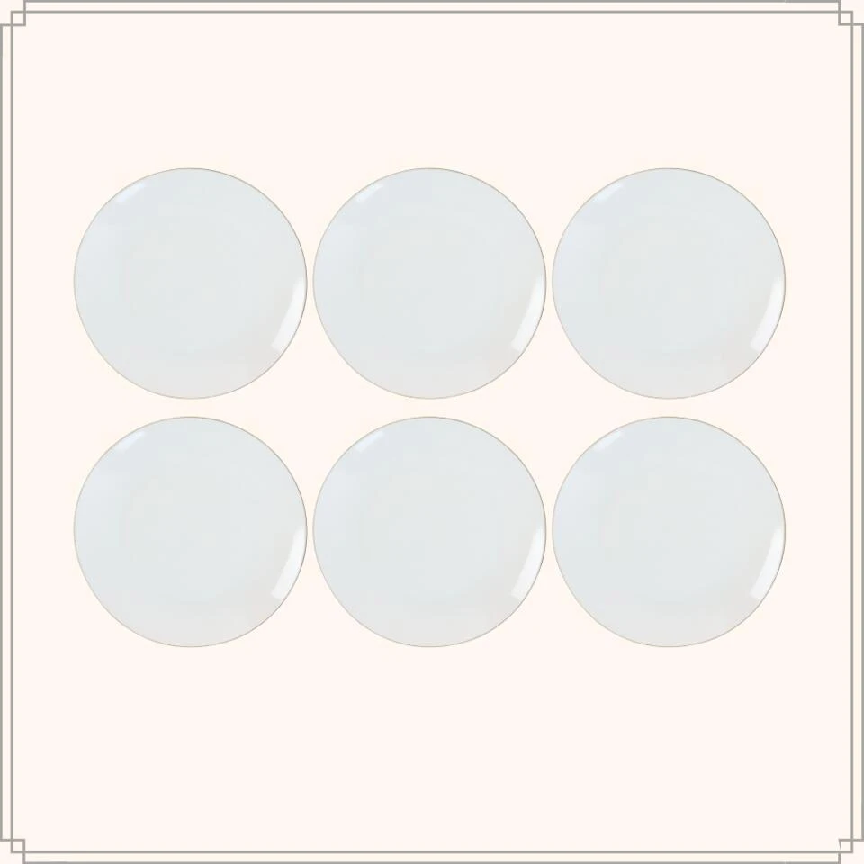 OTIX Ontbijtborden Dessert Gebaksbordjes Borden Set Van 6 Stuks 20cm Wit Met 4 OTIX Ontbijtborden Dessert Gebaksbordjes Borden Set Van 6 Stuks 20cm Wit Met - Afbeelding 2