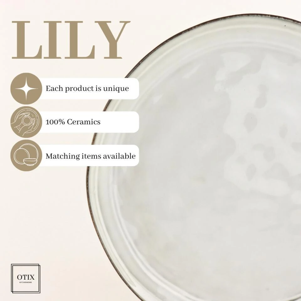 OTIX Diner Bordenset 6 Persoons Beige 26,5cm Keramiek LILY 9 OTIX Diner Bordenset 6 Persoons Beige 26,5cm Keramiek LILY - Afbeelding 7