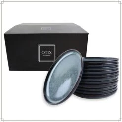OTIX Ontbijtborden 12 Persoons 21cm Dessertbord Blauw Aardewerk EBONY -Bestekwinkel df166bec64d84df082ed2a71af1790c5