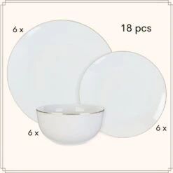 OTIX Serviesset Bordenset 6 Persoons 18-delig Wit Met Gouden Rand Porselein C... 20 OTIX Serviesset Bordenset 6 Persoons 18-delig Wit Met Gouden Rand Porselein C... -Bestekwinkel dfad2adb9de84097ab6339e97f54900b