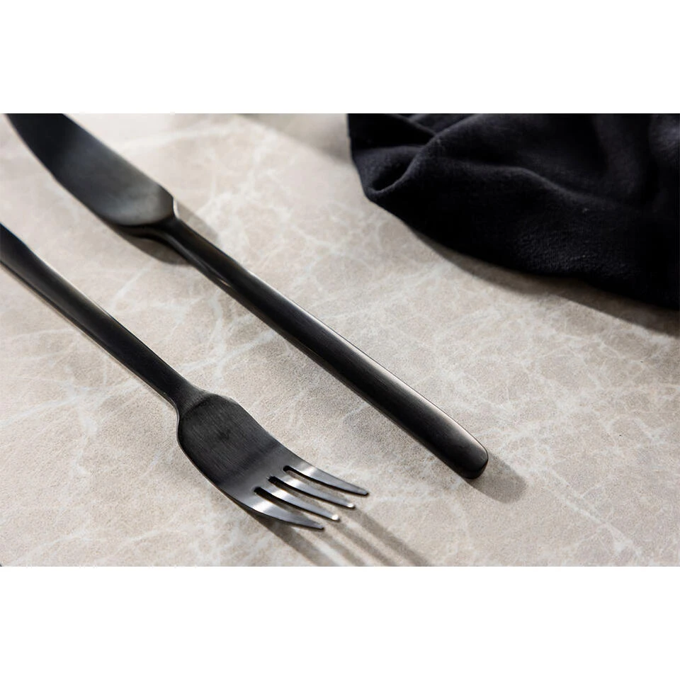 Hioshop WabiSabi Bestekset 24 Delen Roestvrij Staal Zwart 5 Hioshop WabiSabi Bestekset 24 Delen Roestvrij Staal Zwart - Afbeelding 3