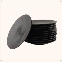 OTIX Dessert Ontbijt Bordenset 12 Persoons Zwart 21cm Keramiek POPPY -Bestekwinkel e13d8dfb36334982af5635ba14e6bdcd