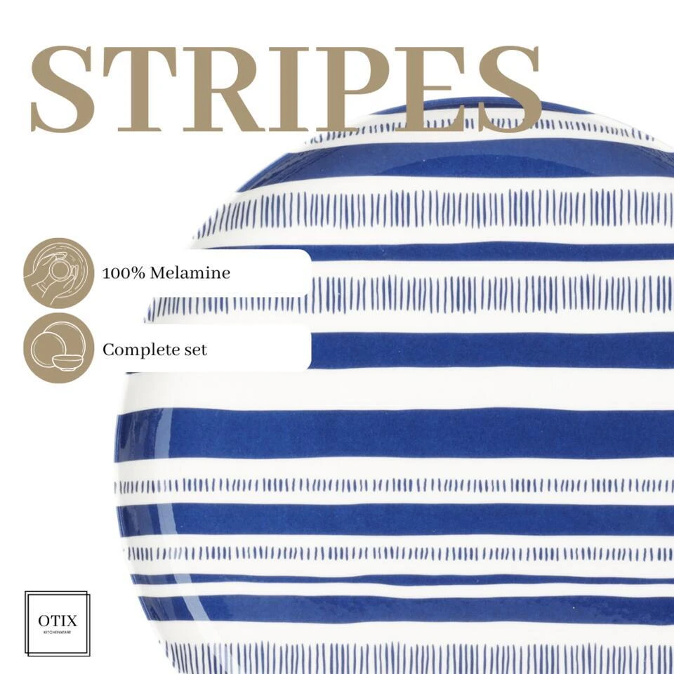 OTIX Serviessets 12 Delig STRIPES - BLUE 10 OTIX Serviessets 12 Delig STRIPES - BLUE - Afbeelding 8