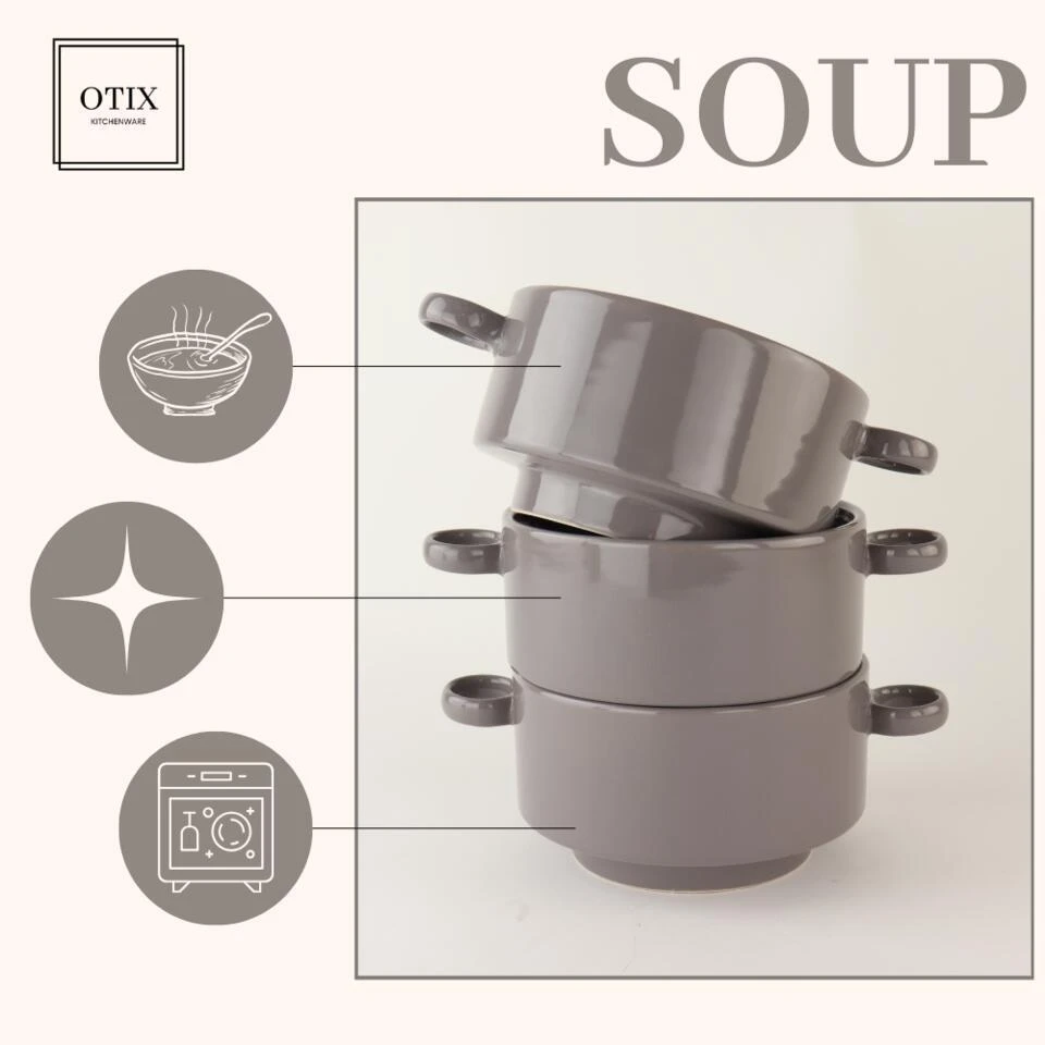 OTIX Soepkommen Met Oor 6 Stuks Grijs Soeptassen 510ml Aardewerk 10 OTIX Soepkommen Met Oor 6 Stuks Grijs Soeptassen 510ml Aardewerk - Afbeelding 8