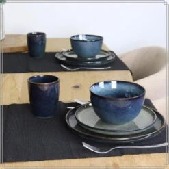 OTIX Dinerborden Bordenset 12 Persoons 26cm Blauw Aardewerk EBONY -Bestekwinkel f5a29af6b62b4834854aa164be44a095