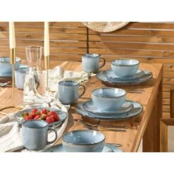 JUNIPER - Serviesset 16 Delig - Lichtblauw - Steengoed -Bestekwinkel fa0e59e977f34848aeed158bb3e9dbb8